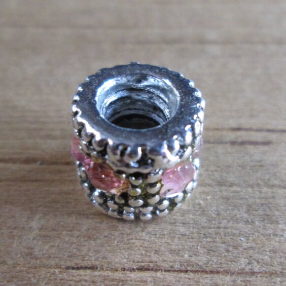 Silver Beaded European Charm with Heart crystals - Picture 7 of 7